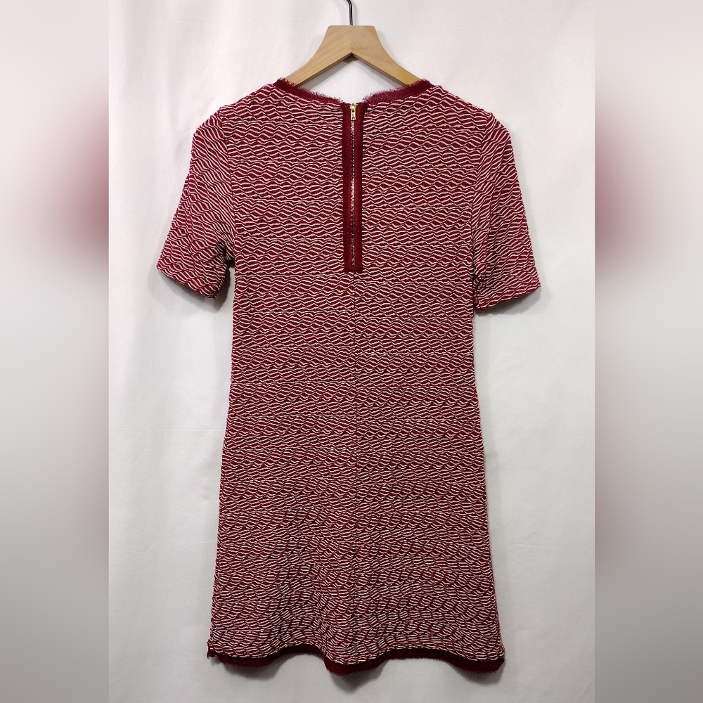 Maeve Anthropologie Wavy Textured Mini Dress Size XS Red White Preppy Academia - Picture 6 of 10